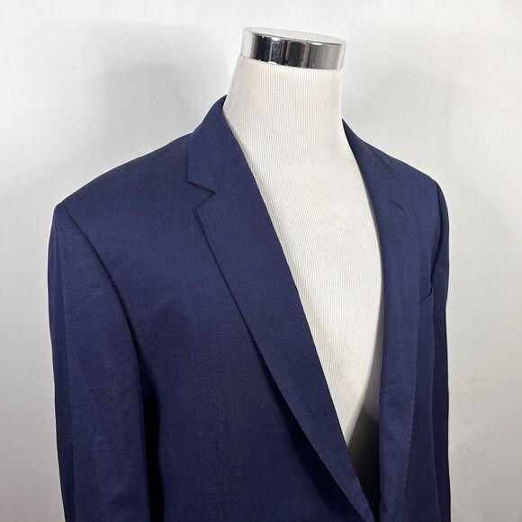 The Blk Tux 46L Sport Coat Blue Tollegno Wool Two Button Lined Double Vented - Picture 1 of 9